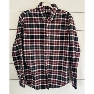 American Eagle Maroon Plaid Seriously Soft Button Front Shirt Size Small